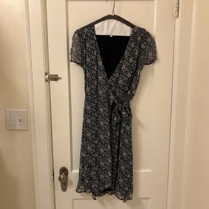Sezane Amber Wrap Dress ALTERED Blue and White 36